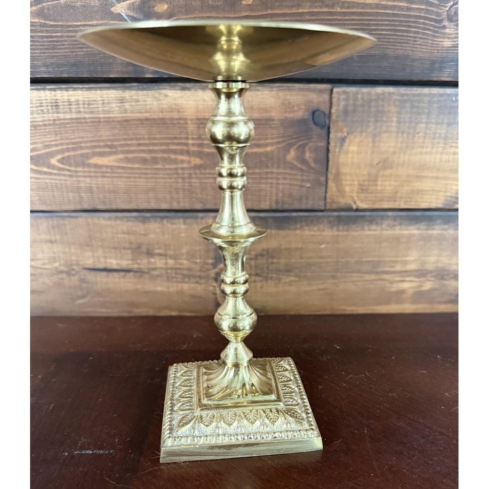 Vintage 1998 Classic Collection Victorian Pillar Candle Holder Brass Tone 6.5"